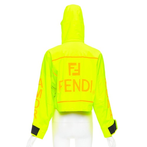 FENDI neon yellow orange roma logo multi pocket cropped