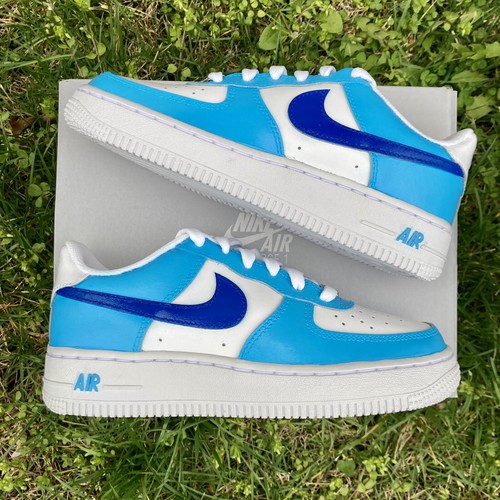 Pre-owned Nike Air Force 1 Custom Shoes Low Two Tone Blue Light Dark Men Women Kids Sizes