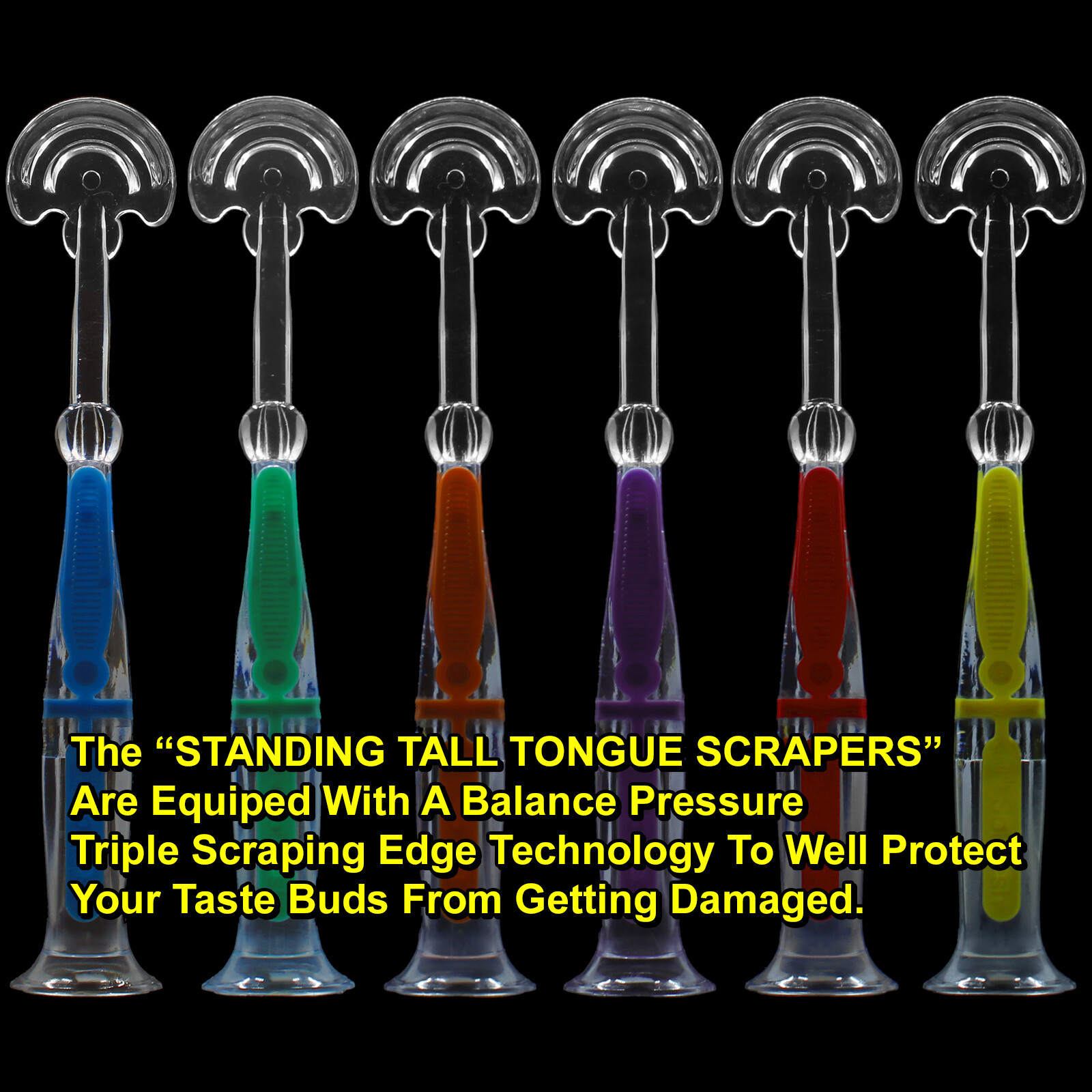 Tongue Scraper - Premium "Standing Tall" Tongue Cleaner w/ Triple Scraping Edges