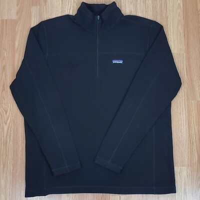 Patagonia mens Xl micro D fleece 1/4 zip pullover sweater black long sleeve