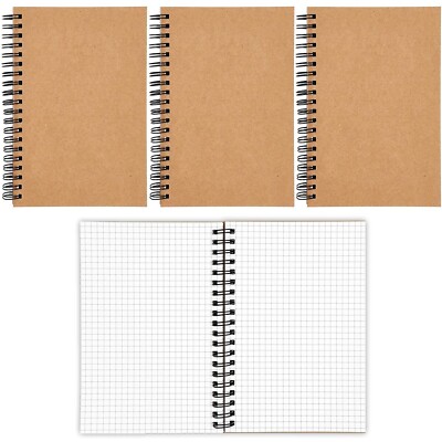 4 Pack Graph Paper Spiral Notebook 5x7'', A5 Grid Bound Drawing Sketching Journal