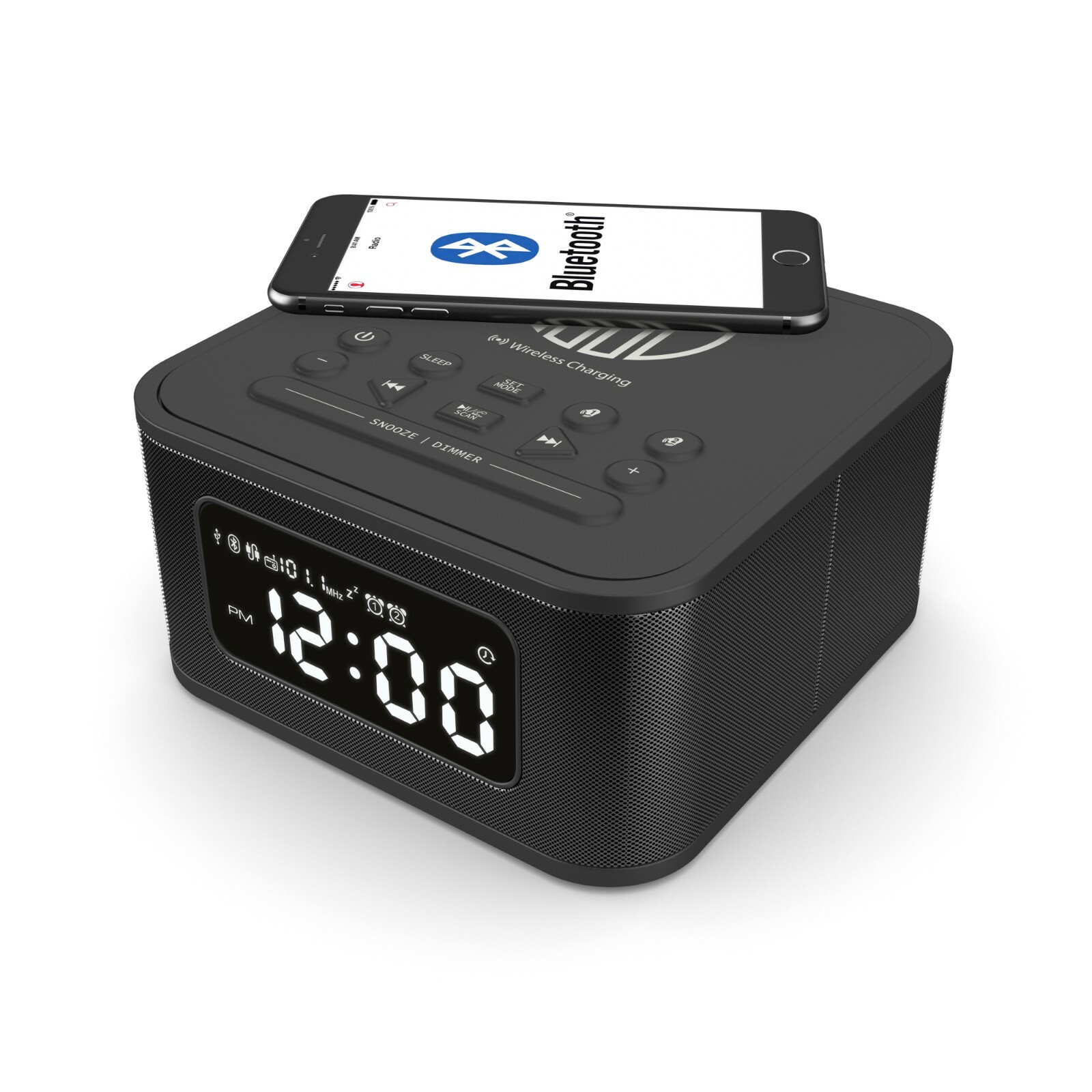 Black Lightning Docking Station Bluetooth Alarm Clock FM ...