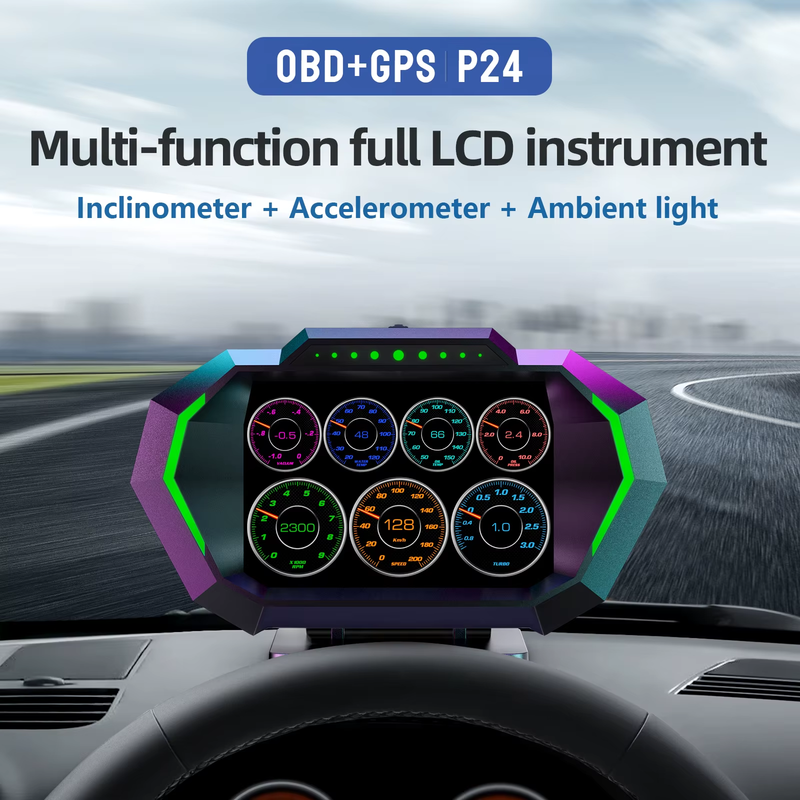 OBD Smart Digital Gauge Speedometer P24 HUD Car Head Up Display OBD+GPS System I