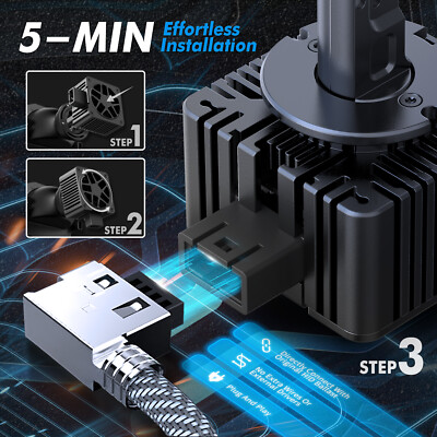 BEVINSEE D1S D1R LED Headlight Bulbs High/Low Beam 80W 8000LM 6000K HID Replace