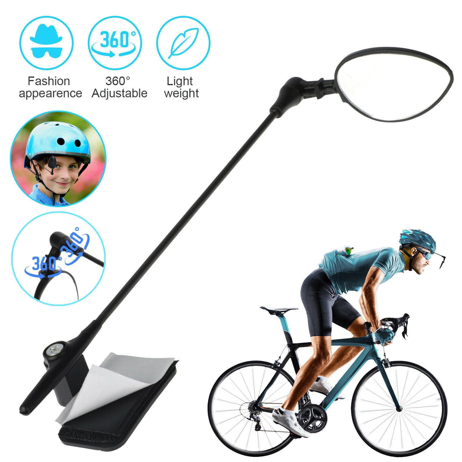 Helmet Rearview Mirror Bike Cycling Riding Rear View Safety Mirrors