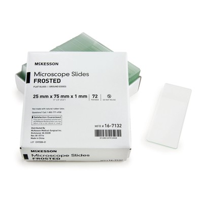 McKesson Glass Microscope Slides 1 X 3 Inch X 1 mm Frosted End 72 pcs