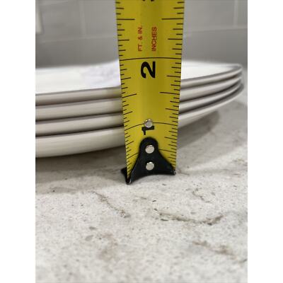 Set 4 WHITE w/ GRAY RIM 9” SALAD Plates MELAMINE The Farmhouse / Panama Jack