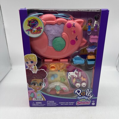 Polly Pocket Doll Cuddly Cat Purse Starring Shani & 18 Accessories
