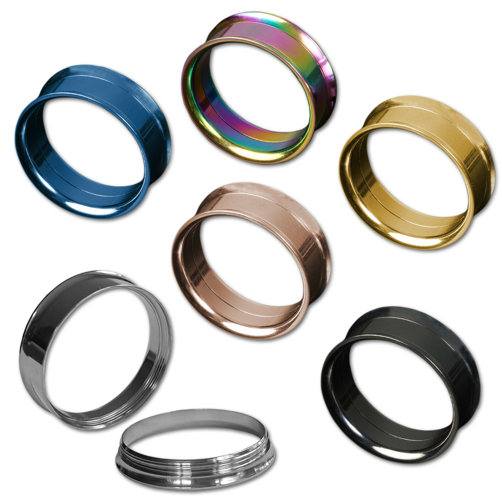 Stahl Flesh Tunnel Gewinde double flared Edelstahl Plug Ohr Piercing 4-30mm Z155