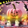 Minatee 4 Pieces Large Pink Halloween Ghost Candles Cute Pastel Spooky Goth Decor Burning Scented Wax Candles Gifts for Boo Basket Stuffers Halloween Room Table Indoor Decorations, 2 Style