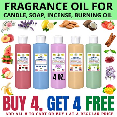 4 oz. Fragrance Scented Oil - Soap Burning Bath Bomb Candle Incense making Oil
