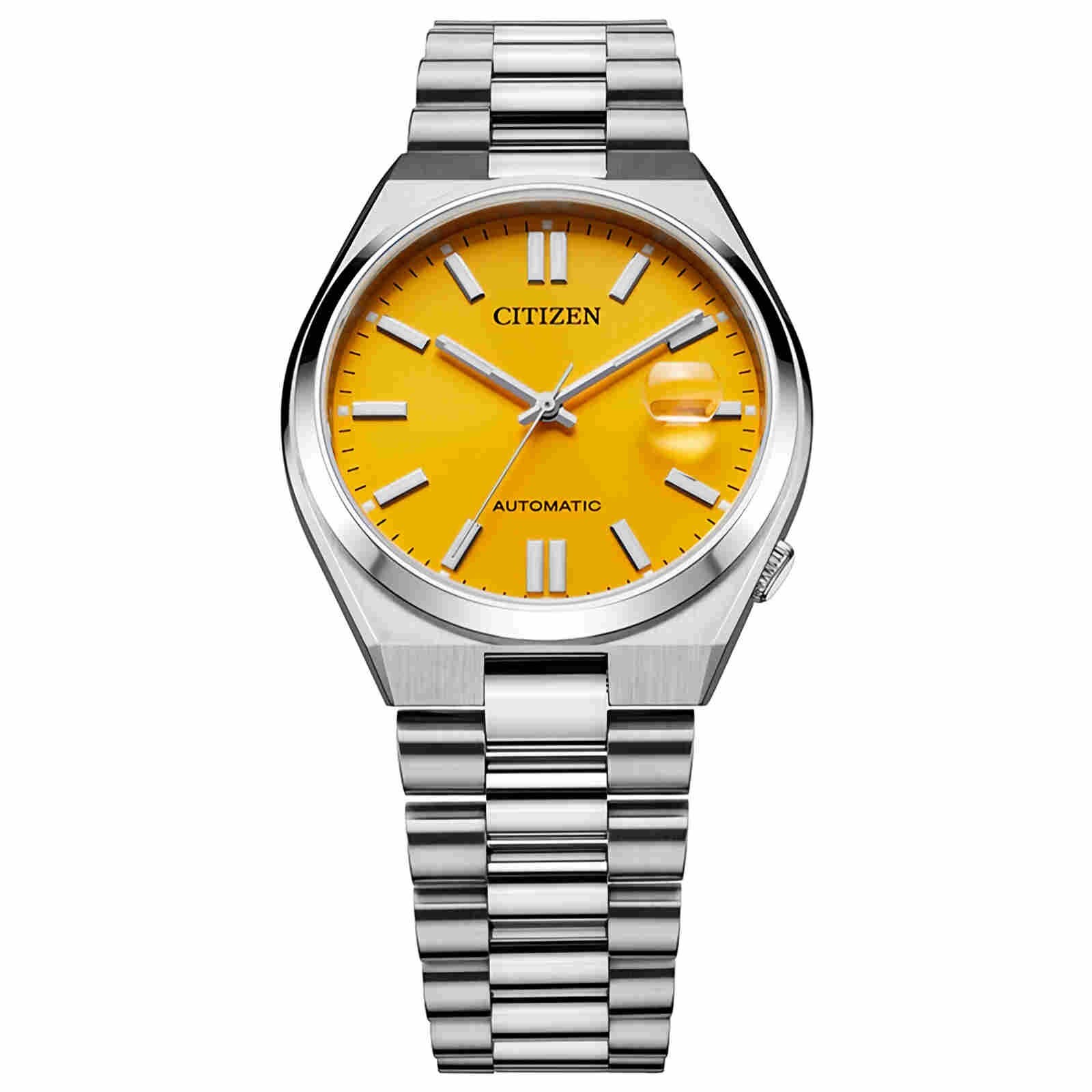 Pre-owned Citizen Nj0150-81z Tsuyosa Automatic Yellow Dial Stainless Steel Men's Watch