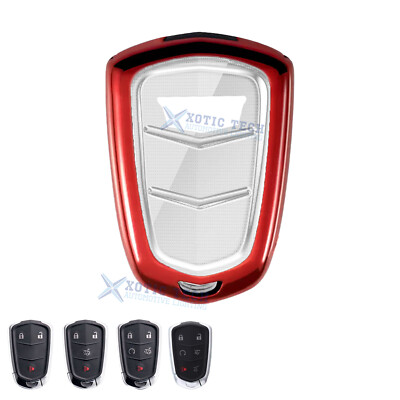 Red Soft TPU Remote Control Smart Key Fob Cover For Cadillac ATS CT6 Escalade