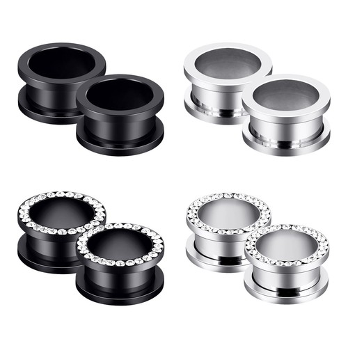 TBOSEN Set van 12 stuks roestvrijstalen oordopjes, grote lichtmetalen meters, stretchschroefpasvorm, tunnels, 2 g - 2,5 cm, 14 mm, Metaal