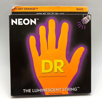 DR Strings NEON Bass Guitar NOB-50 Hi Def Neon Orange 4-String 50 70 90 100 NIOB
