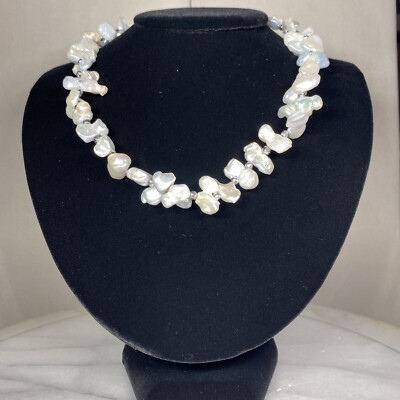 Mermaid-core Mermaidcore Baroque Biwa Pearl Hematite Sterling Silver Necklace