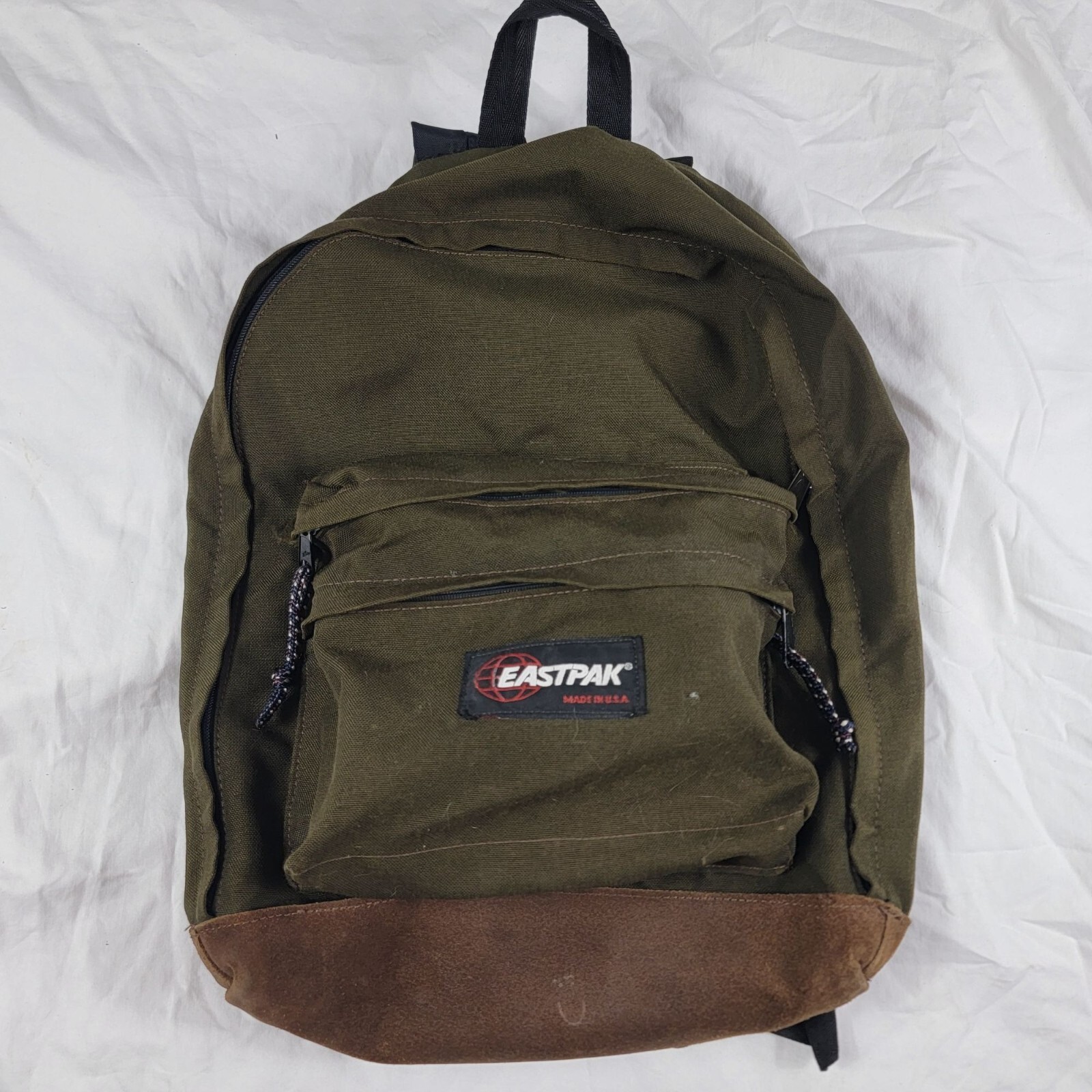 Vintage Eastpak Adults Olive Green Brown Backpack Made In
