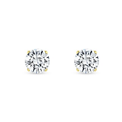 Pre-owned Shine Brite With A Diamond 1 Ct Round Lab Created Grown Diamond Earrings 14k Yellow Gold D/vvs Crown Screw
