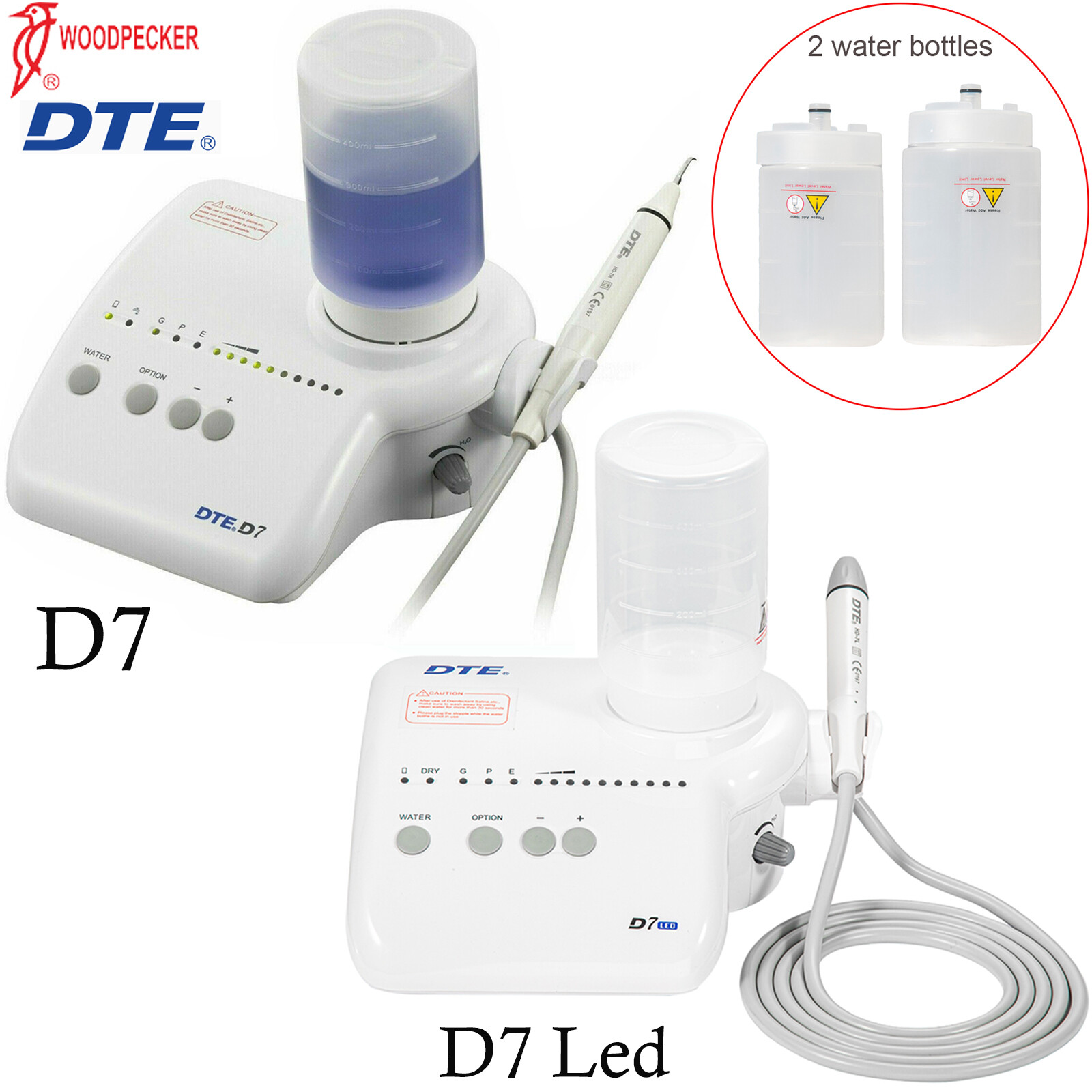 Woodpecker DTE D7, D7 LED Ultrasonic Piezo Dental Scaler Handpiece with 8 Tips