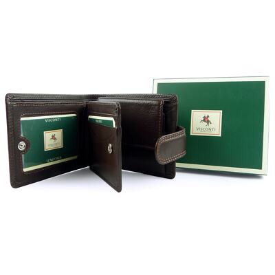 Mens Quality Leather Tabbed Wallet by Visconti; Heritage Collection Gift Boxed