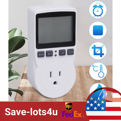 Digital Thermostat Outlet Plug Temperature Controller Heating Cooling 15A 1800W