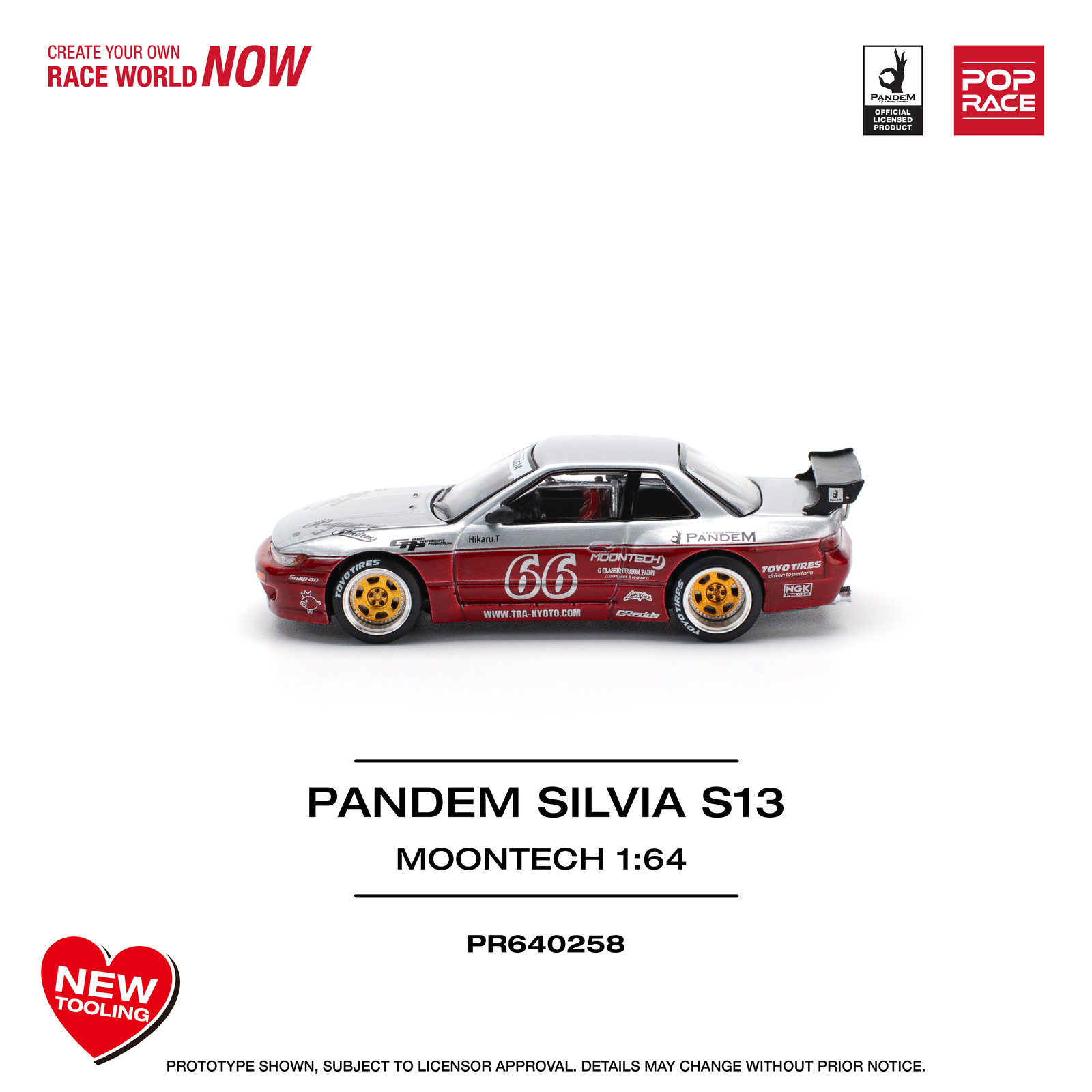 Pre-order) POPRACE 1/64 PANDEM SILVIA S13 - MOONTECH RED