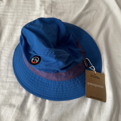 NWT PATAGONIA WAVEFARER BUCKET HAT - FITZ ROY ICON: BAYOU BLUE S/M 29157