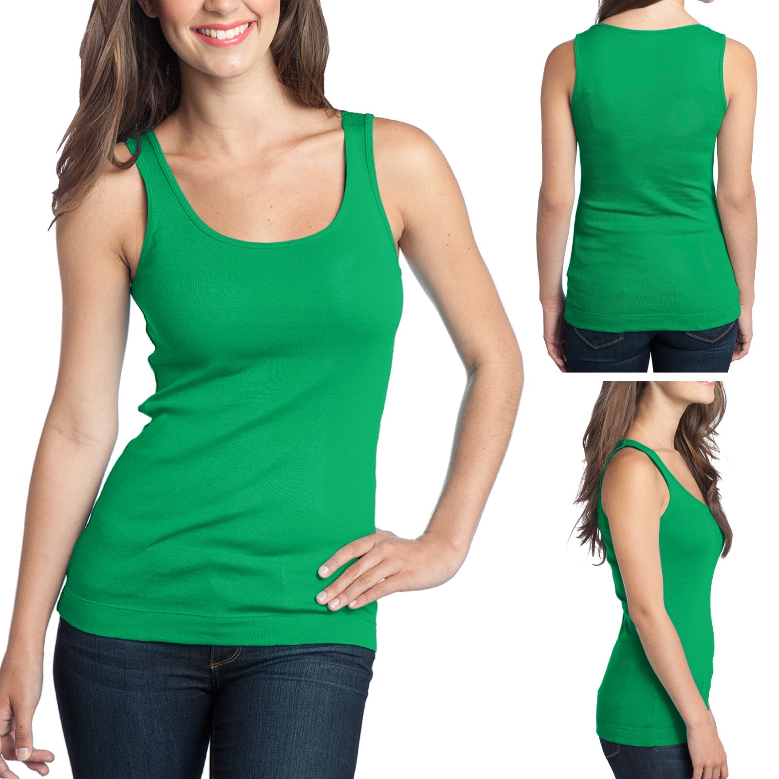 Ladies Rib Soft Spun Womens Tank Top Kelly Green Sizes: Small 