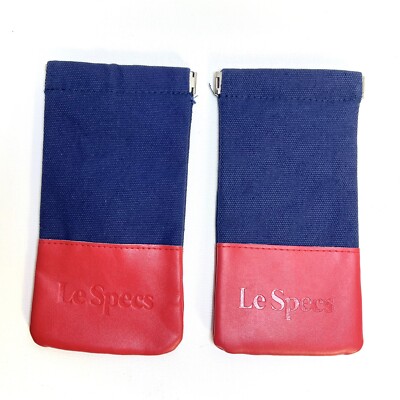Set of 2 LE SPECS Soft Sunglasses Eyeglass Case Pouch Red/Navy Blue New