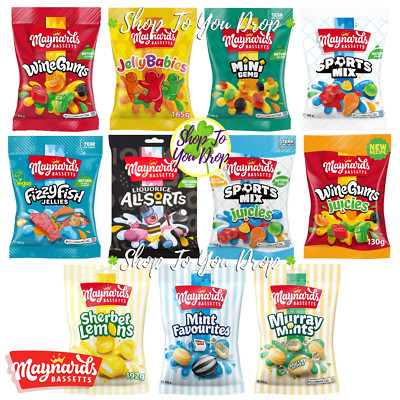 3 x MAYNARDS BASSETTS SWEET BAGS Jelly Babies Mint Favourites Sherbet Liquorice