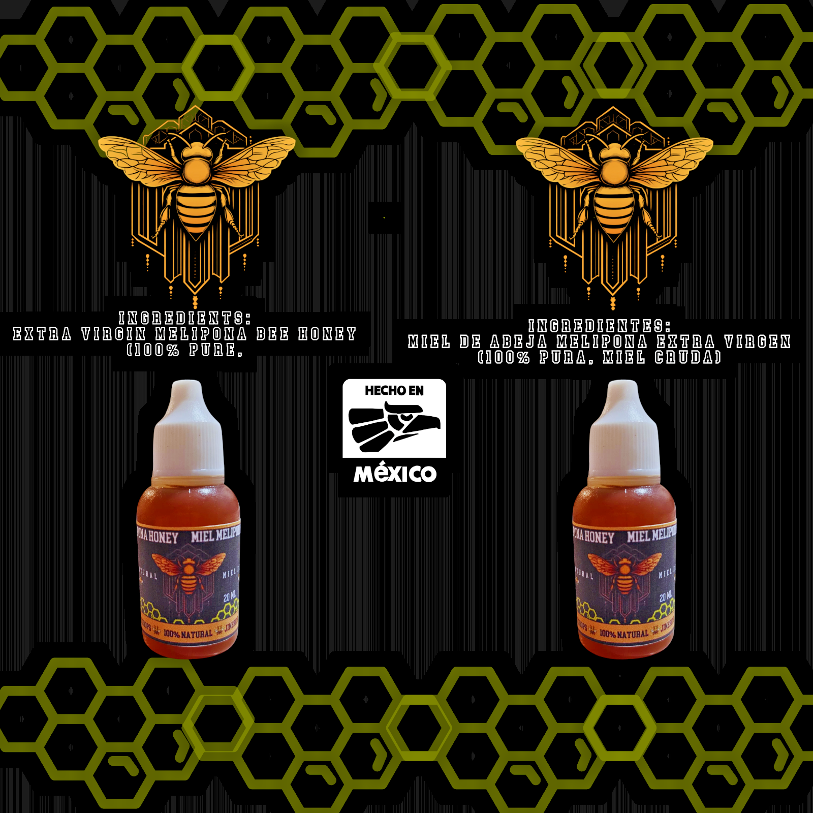 JIMERITO HONEY, MIEL MELIPONA GOTAS, 20ML,100% PURE ORIGINAL HONEY FROM MEXICO!