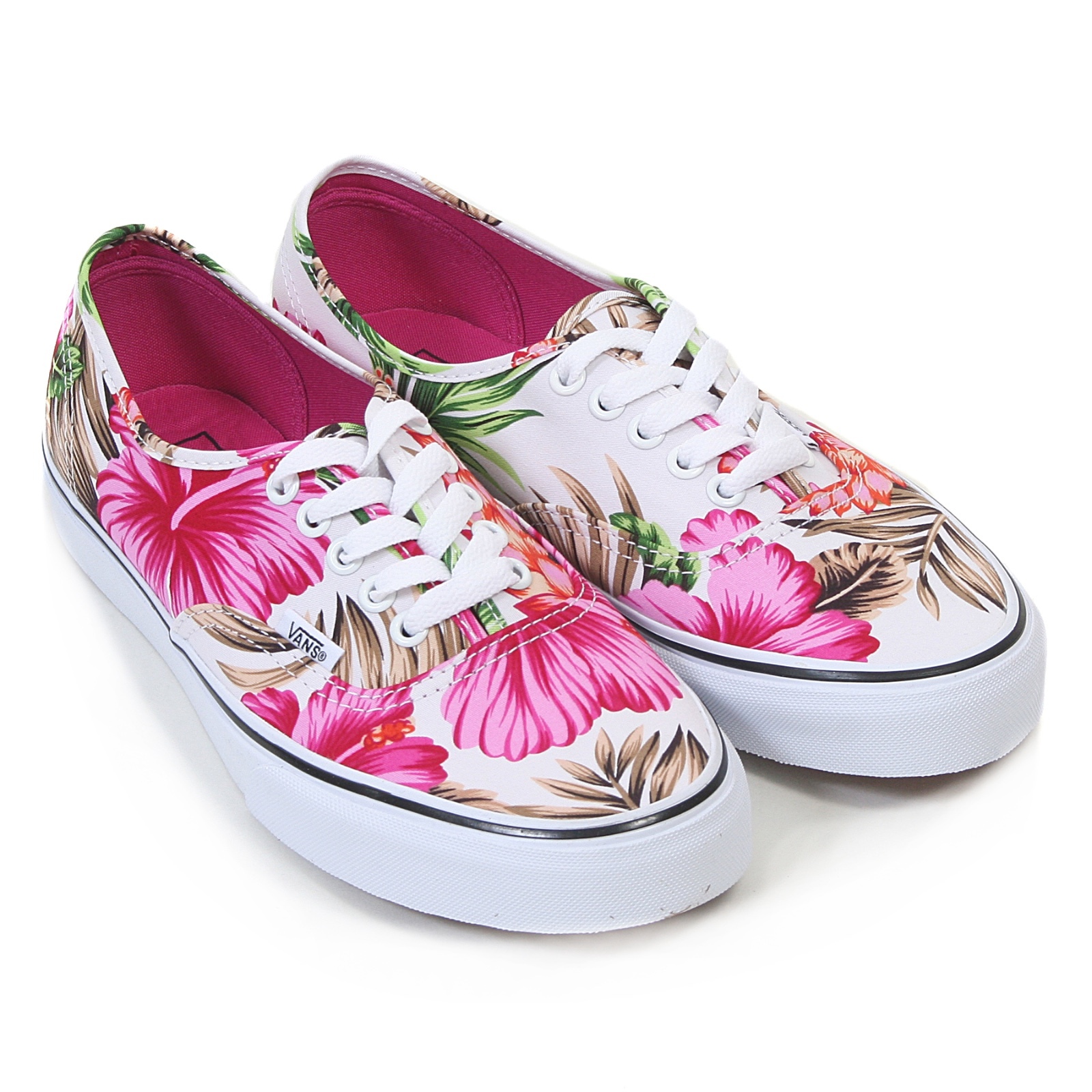 vans hawaiian floral slip on white