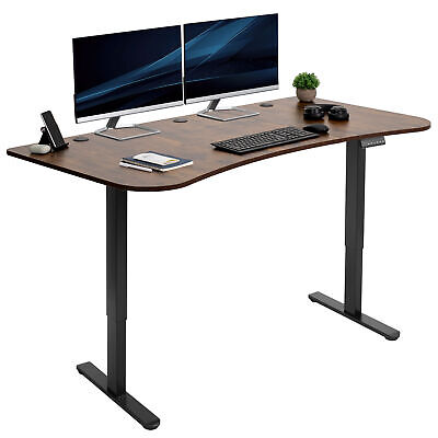 vivo electric 63 x 32 stand up desk light wood table top