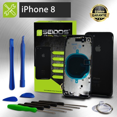 Backcover für iPhone 8 Schwarz Gehäuse Rückseite Rahmen Glas Frame Housing OEM