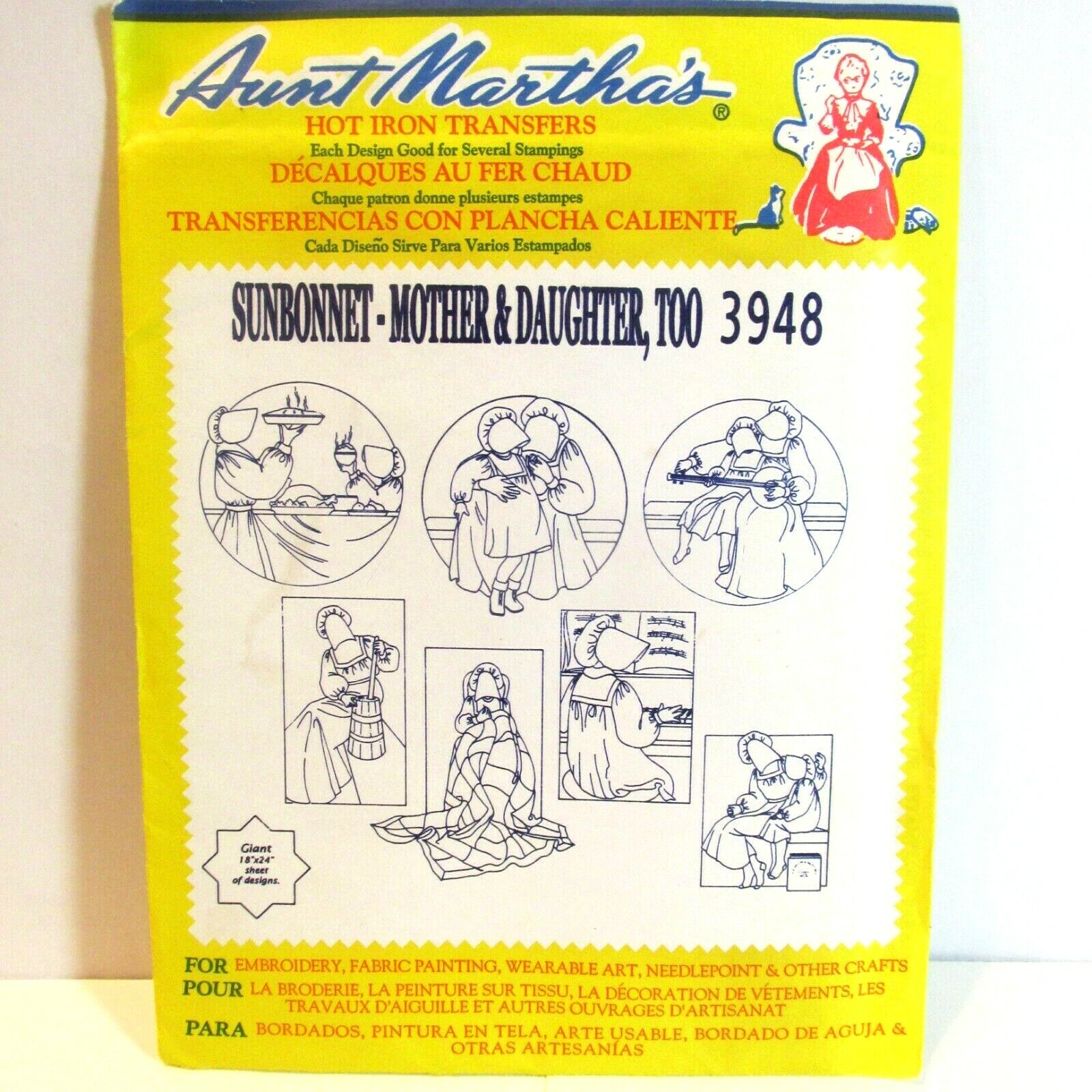 Aunt Marthas Hot Iron Transfers Sunbonnet Mother Daughter Too Needlework Designs