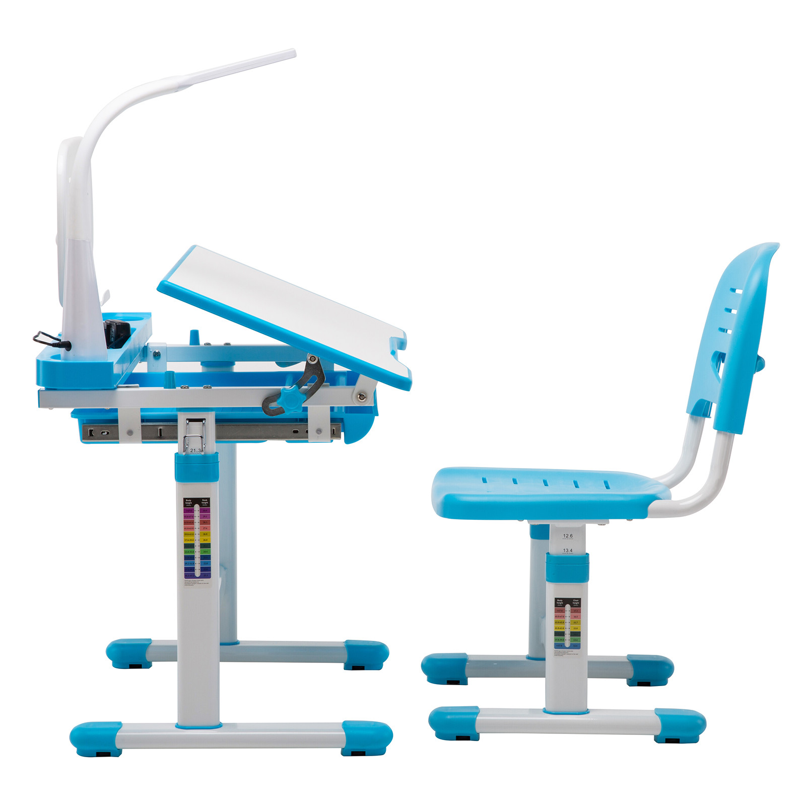 Blue Adjustable Children's Study Desk Chair Set Child Kids ...