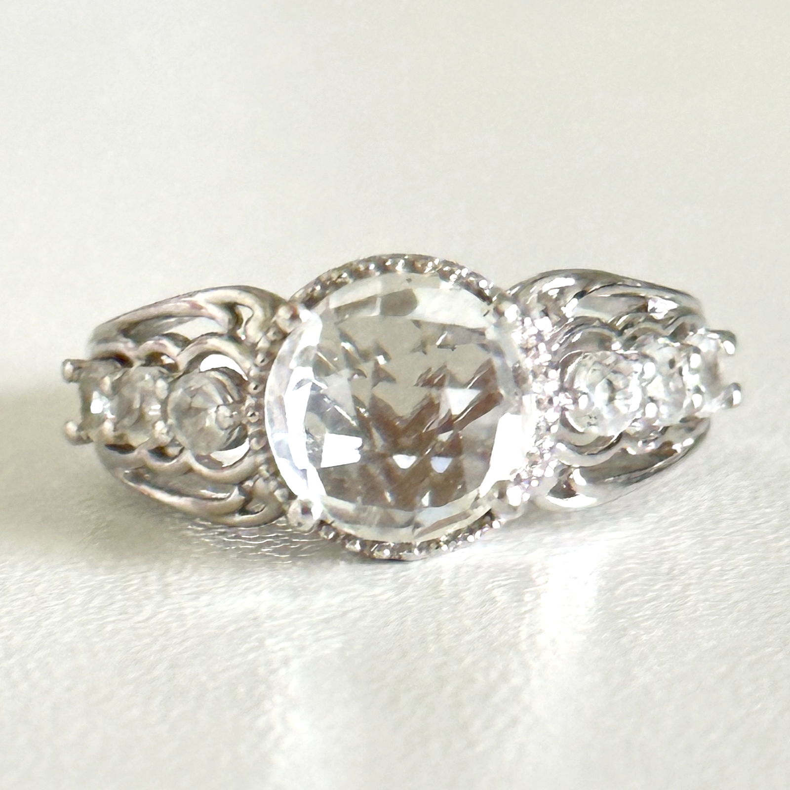 Karis Signed Ladies Clear CZ Silver Plated Solitaire W
