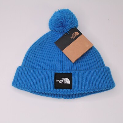 North Face Littles Box Logo Pom Beanie Hat Small & Medium Toddler New With Tags