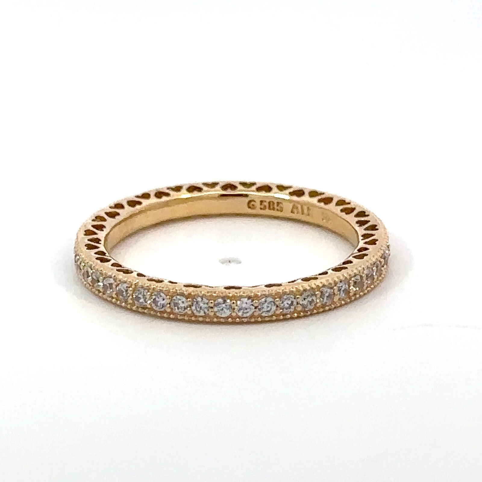 PANDORA Loving 14金ゴールド SILVA Pandora ALE 14K Yellow Gold Radiant Hearts CZ Eternity Band