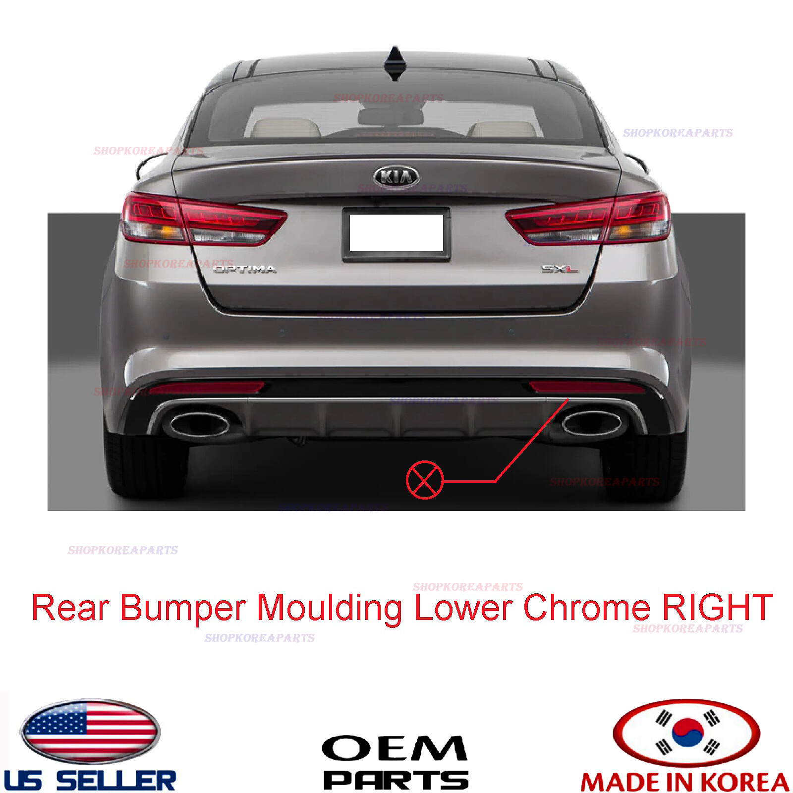 Genuine Rear Bumper Moulding Lower Chrome RIGHT ⭐ OPTIMA SX SXL