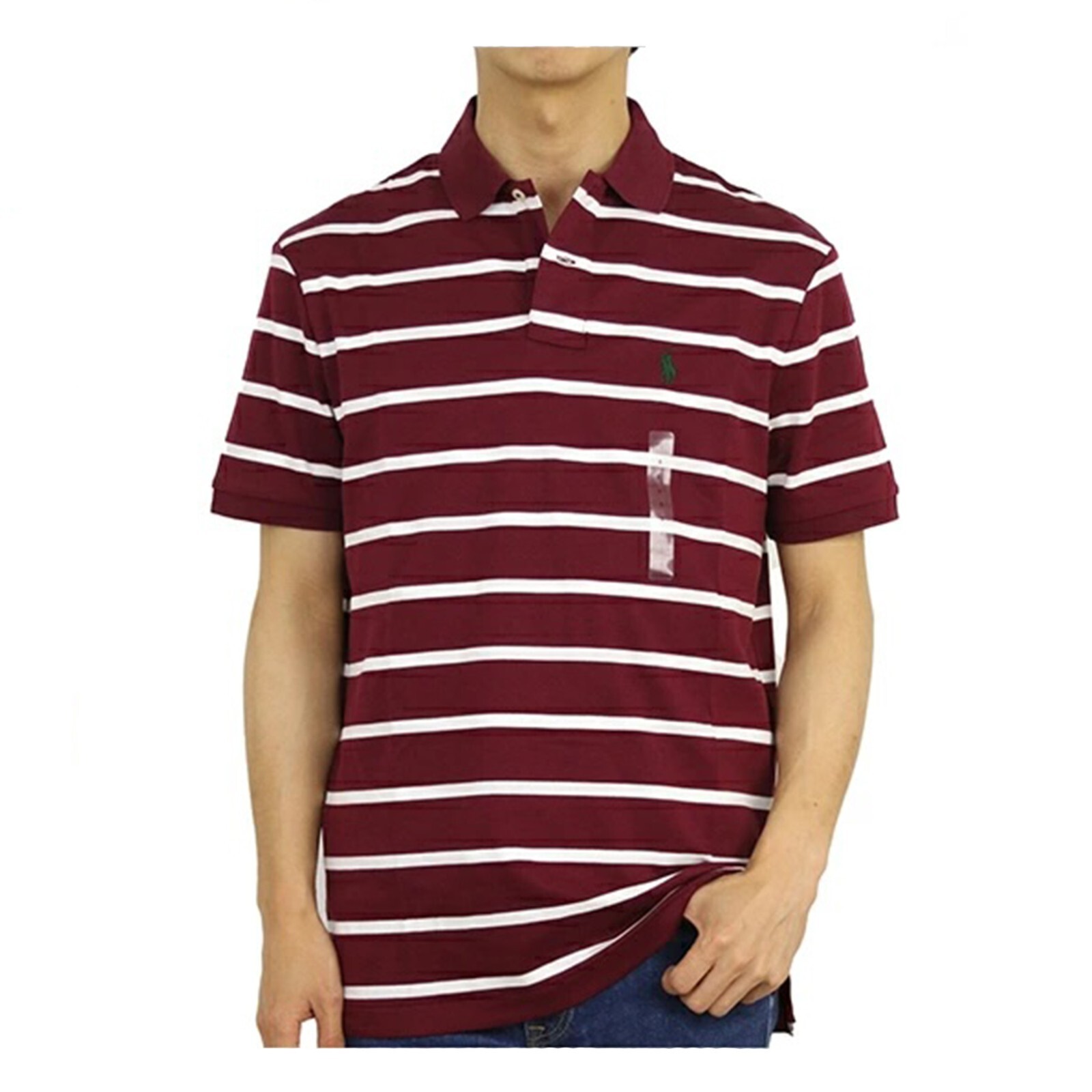 Polo Ralph Lauren Soft Touch Striped Short Sleeve Polo Shirt - Wine w/ Wht (Grn)