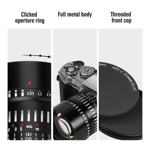 TTArtisan 50mm f/0.95 APS-C Lens for E/X/Z/R/M43/L-Mount Large Aperture Lens