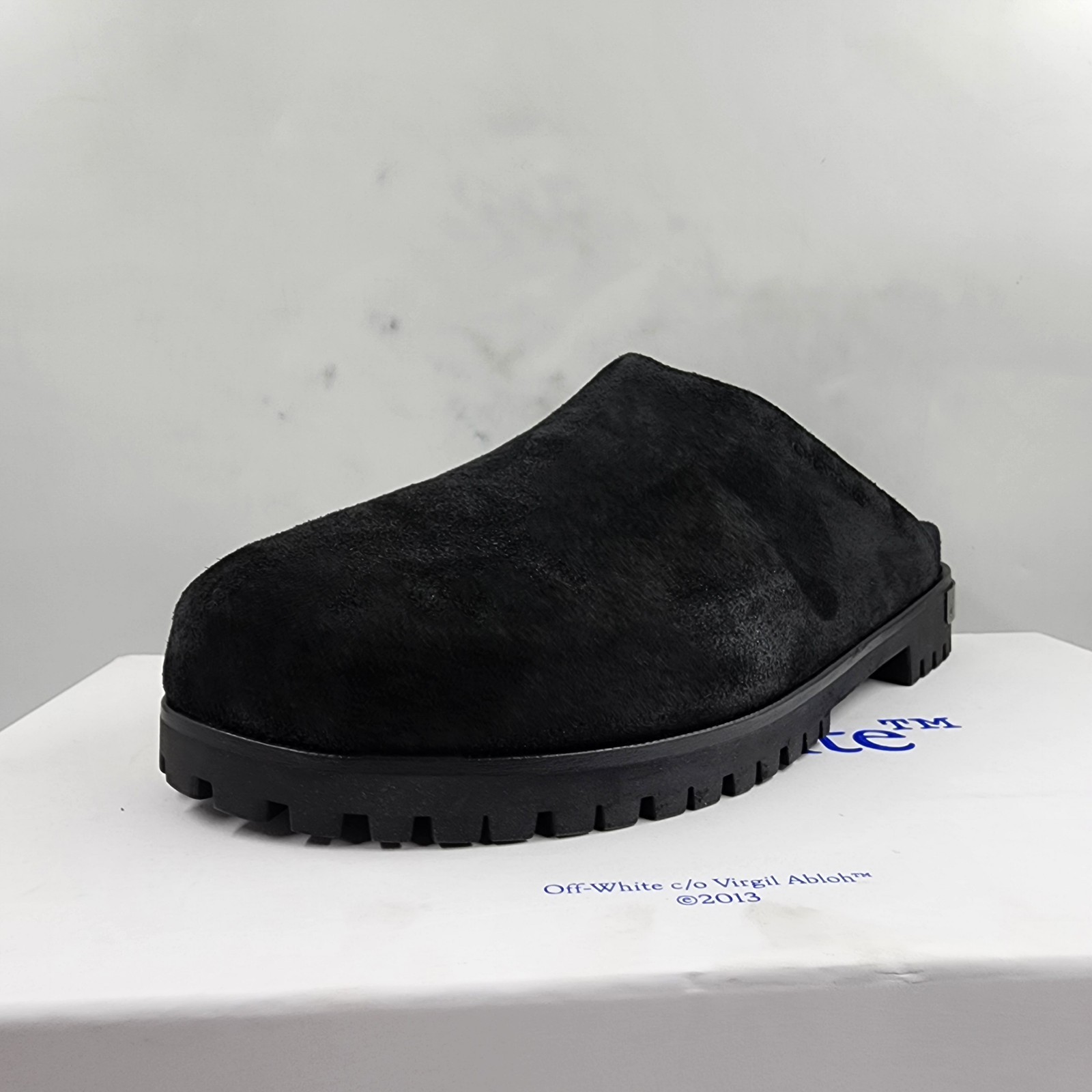 Off-White Metal Logo Slip On Mules Men's 41/8US Black/Silver Heel Embossed logo - Picture 18 of 22