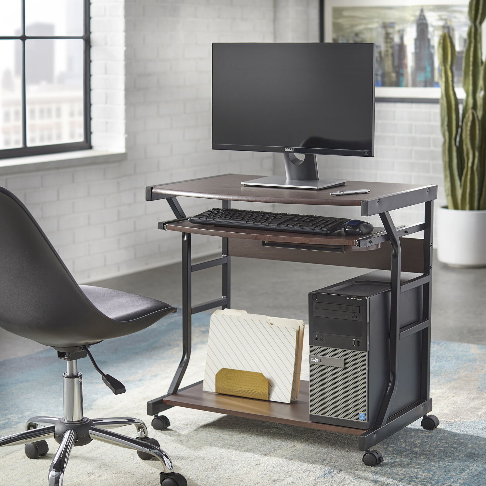Mobile Computer Desk Rolling Table Laptop Stand w/ Wheels Sliding Keyboard Shelf