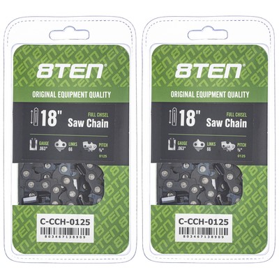 Full Chisel Chainsaw Chain 18 Inch .063 3/8 Pitch 66DL for Stihl MS260 2 Pack