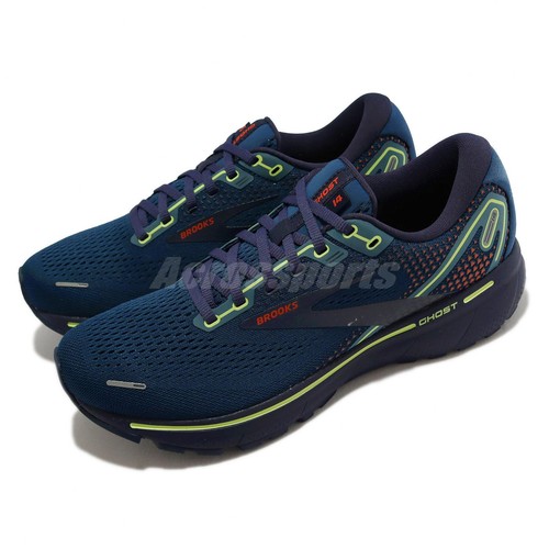 Brooks Ghost 14 Темно-синие желтые мужские кроссовки для бега 1103691D-402