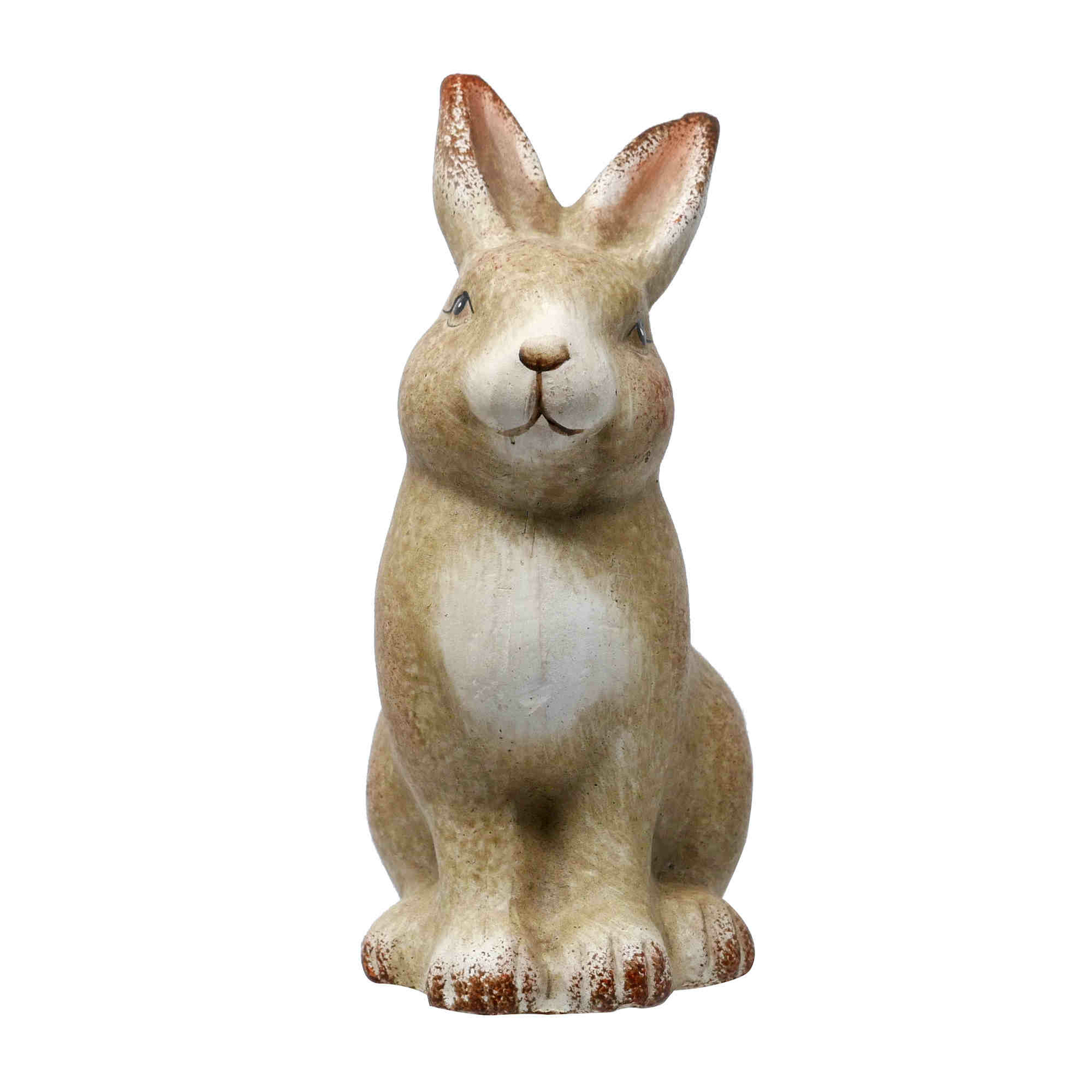 Osterdeko Dekofigur Statue Hase sitzend aus Keramik braun 17 cm hoch