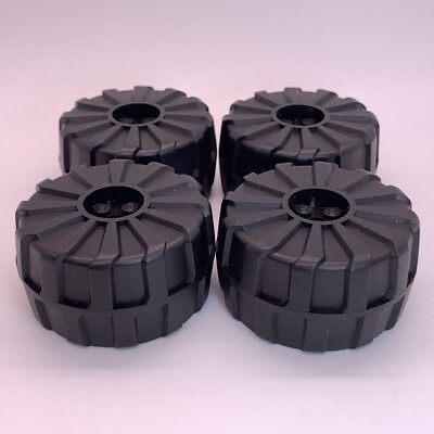 Lego Part #2515 - 4x Black Wheel Hard Plastic Large (54mm D. x 30mm)