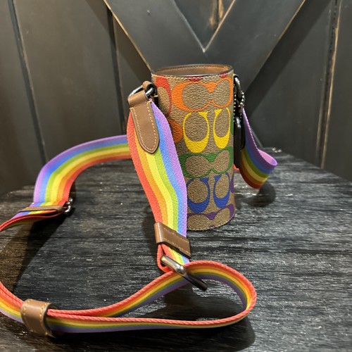 COACH Water Bottle Crossbody In Rainbow Signature Canvas