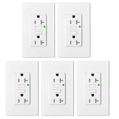 20A GFCI Outlets Self-Test Duplex Receptacle Ground Fault Circuit Interrupter ×5